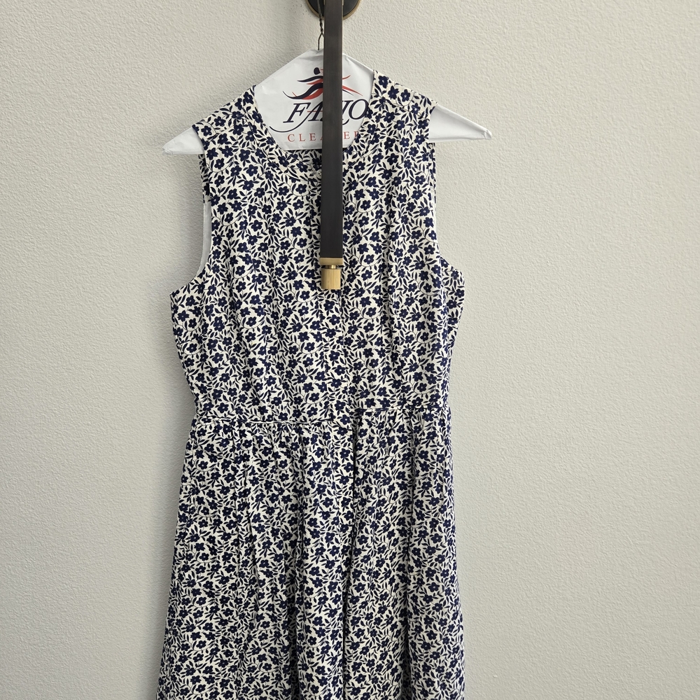 J. Crew Factory Navy and Cream Midi Dress